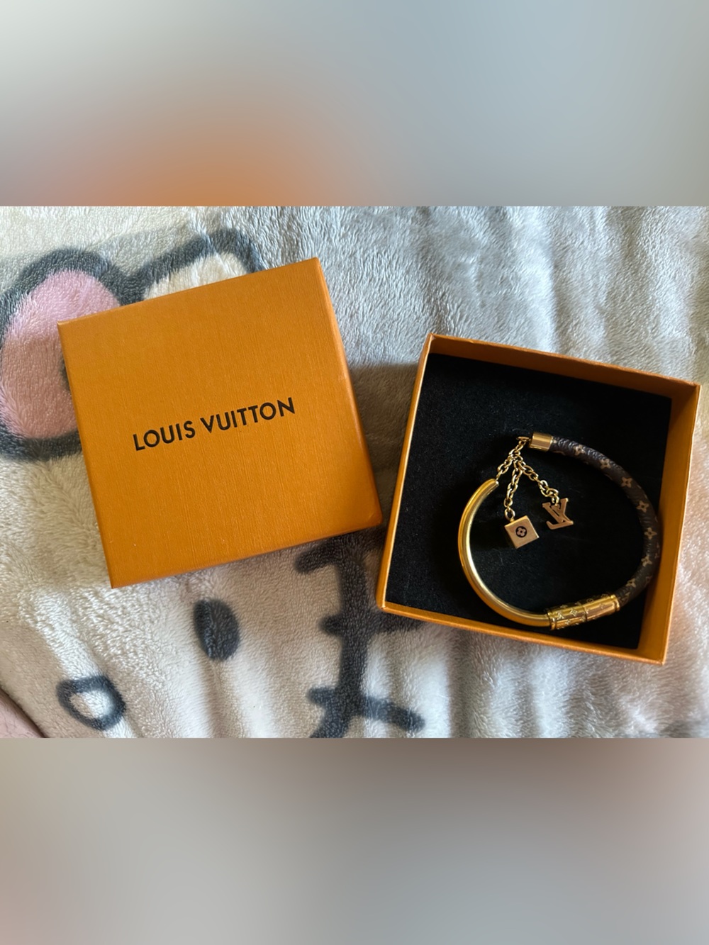 Louis Vuitton Brown Monogram Bracelet with Gold Accents from the Keep it Line